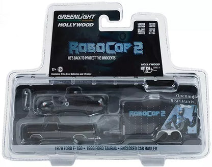 1979 Ford F-150 with 1986 Ford Taurus Detroit Metro West Police in Enclosed Car Hauler - RoboCop 2
