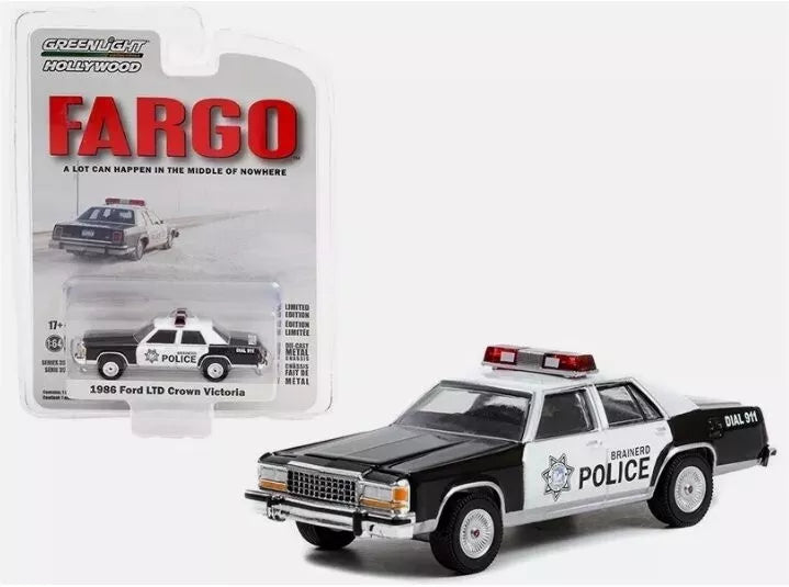 1986 Ford LTD Crown Victoria White and Black "Brainerd Police" (Minnesota) "Fargo" (1996) Movie.