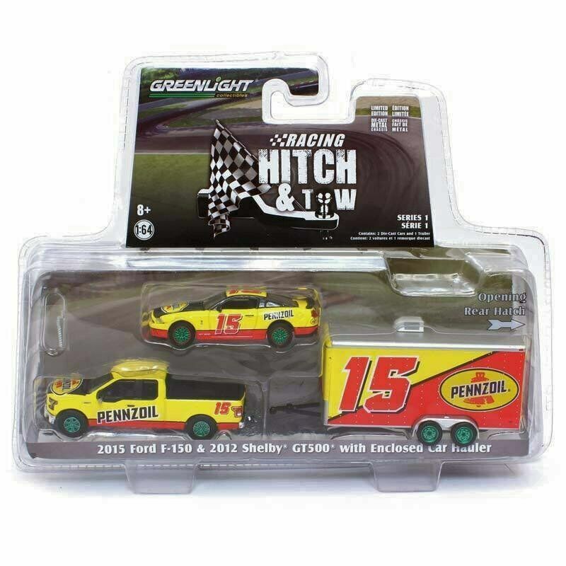 CHASE GREEN MACHINE- 2015 Ford F-150 2012 Shelby GT500 &amp; Trailer with Enclosed Car Hauler (Hitch and Tow Series 1)