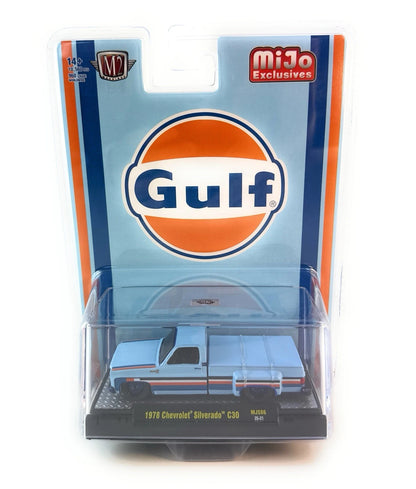 CHASE CARS-1978 Chevrolet Silverado 30 Custom-Gulf (M2 Machines- CHASE-31500-MJS86)