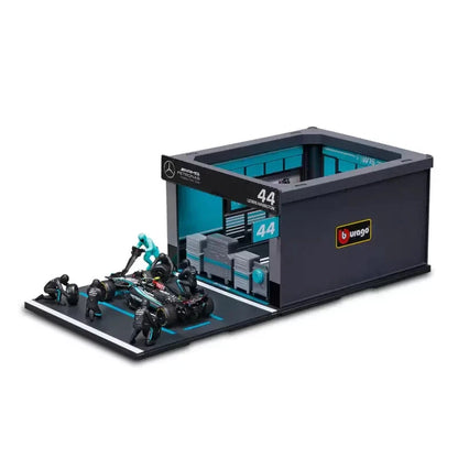 Bburago Diorama-1:43-2024 Formula Race Red Bull RB20 Pit Pass Paddock Set, Hamilton 