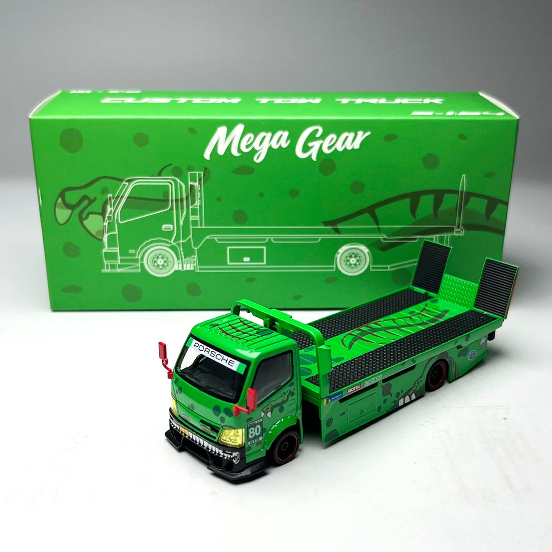 MicroTurbo - H300 Custom Tow Flatbed Truck Dinosaur (Green)