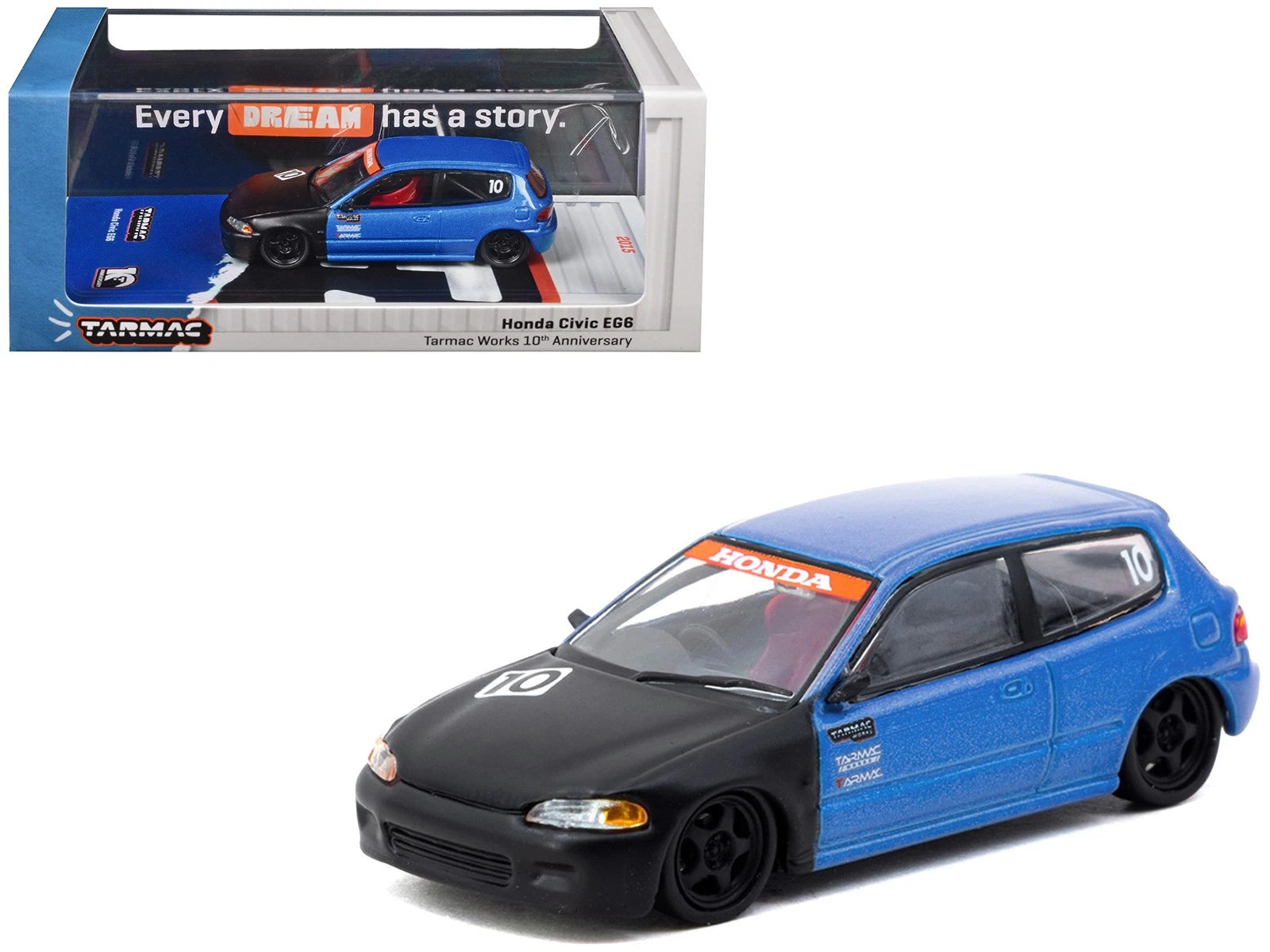 TARMAC WORKS 1/64- Honda Civic EG6 Tarmac Works 10th Anniversary T64-TL001-10TH