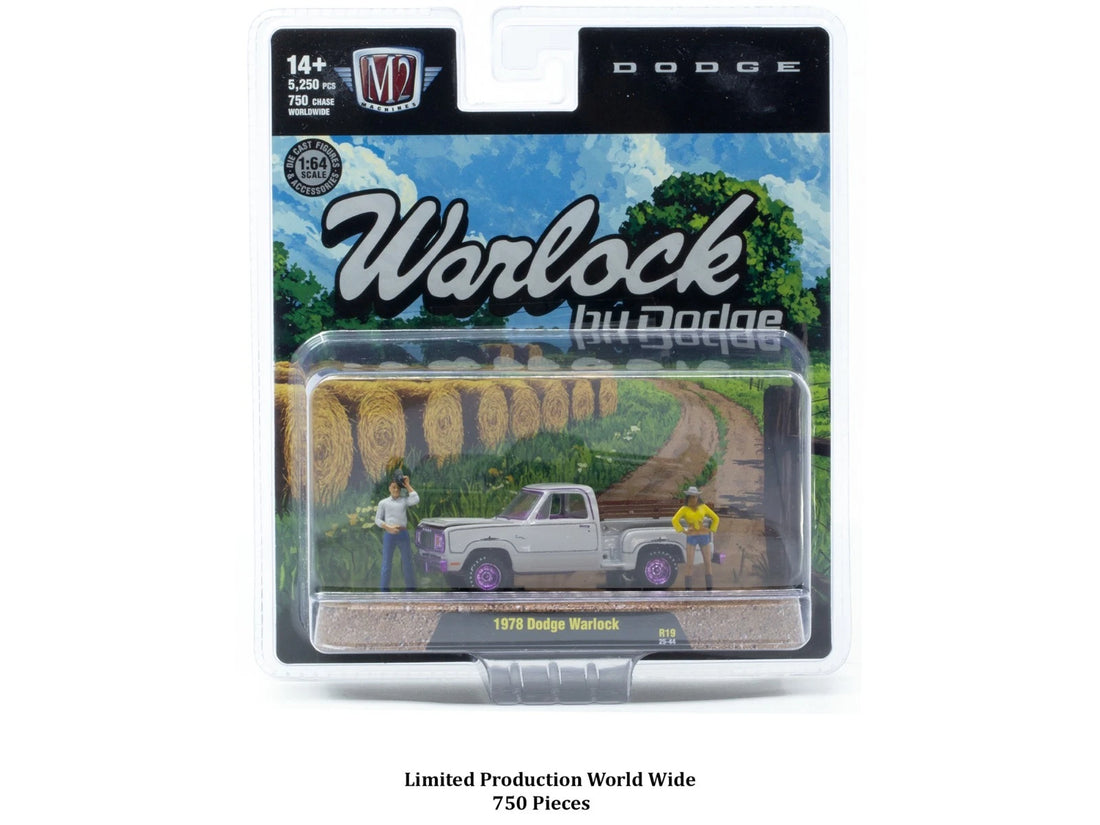 CHASE CARS Dodge Warlock 1978 Grey with Purple Chrome Wheels and Accents, with Country Figures (CHASE-67500-19-A)