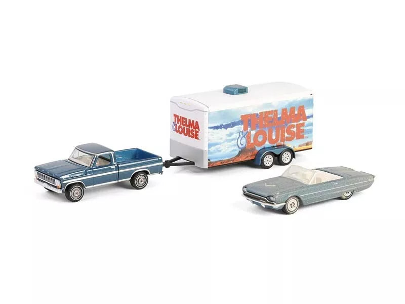 1966 Ford Thunderbird Convertible Blue (Dust Covered) and 1967 Ford F-250 Pickup Truck-"Thelma &amp; Louise" (1991) Movie (GL31180-B)