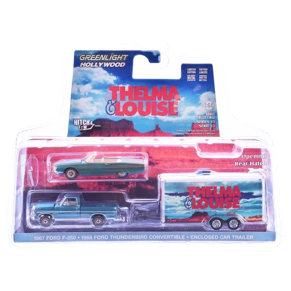 1966 Ford Thunderbird Convertible Blue (Dust Covered) and 1967 Ford F-250 Pickup Truck-"Thelma &amp; Louise" (1991) Movie (GL31180-B)