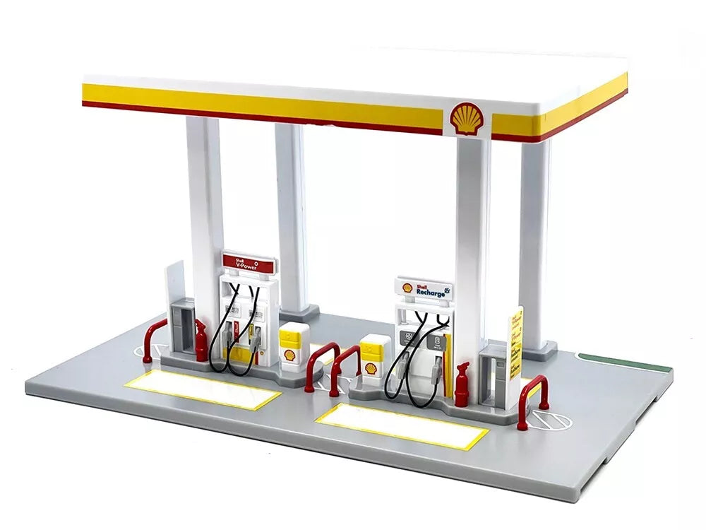 Diorama Model Kit de jeu station service Shell avec pétrolier Volvo et dépanneuse Volvo 1:64  (Shell Gas Station Playset w/ Volvo Oil Tanker and Volvo Tow Truck 1:64