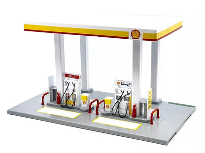 Diorama Model Kit de jeu station service Shell avec pétrolier Volvo et dépanneuse Volvo 1:64  (Shell Gas Station Playset w/ Volvo Oil Tanker and Volvo Tow Truck 1:64