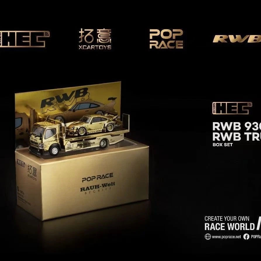 (limit 1 per customer) POPRACE 1:64 RWB 930 &amp; RWB Truck Set Gold Chrome – HEC 2026
