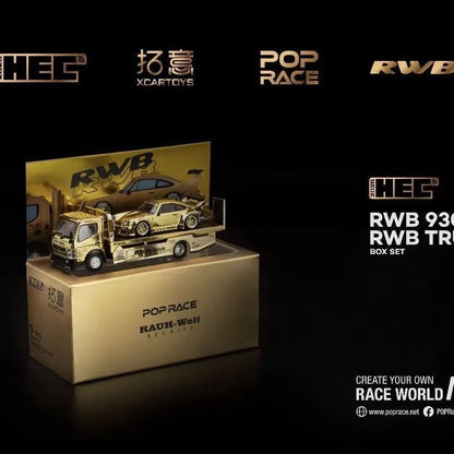 (limit 1 per customer) POPRACE 1:64 RWB 930 &amp; RWB Truck Set Gold Chrome – HEC 2026