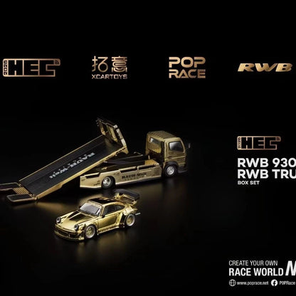 (limit 1 per customer) POPRACE 1:64 RWB 930 &amp; RWB Truck Set Gold Chrome – HEC 2026