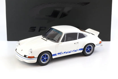 GT Spirit 1:12 Porsche 911 Carrera RS 2.7 Coupé 1973 – Blanc Grand Prix / Bleu – GT921