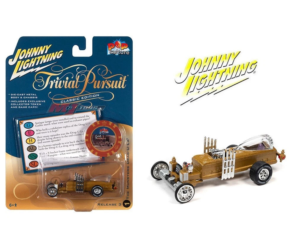 Johnny Lightning Pop Culture Release 3 Trivial Pursuit Barris Drag-U-La – Metallic Gold – JLPC008-JLSP269