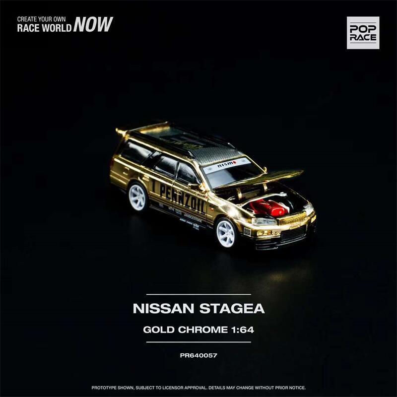 POPRACE 1/64 - Nissan Stagea - "Gold Chrome" - PR64-57