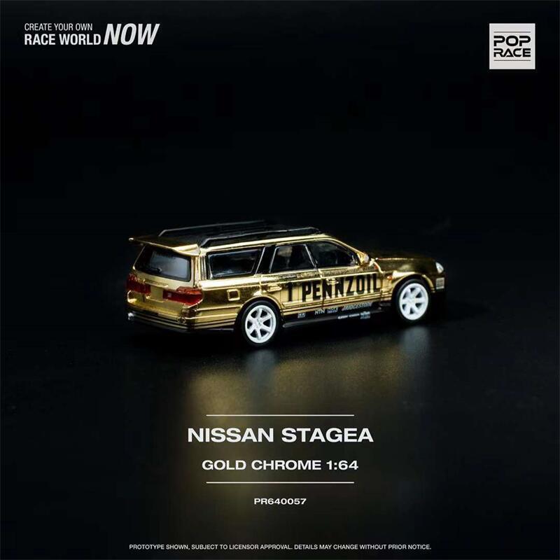 POPRACE 1/64 - Nissan Stagea - "Gold Chrome" - PR64-57