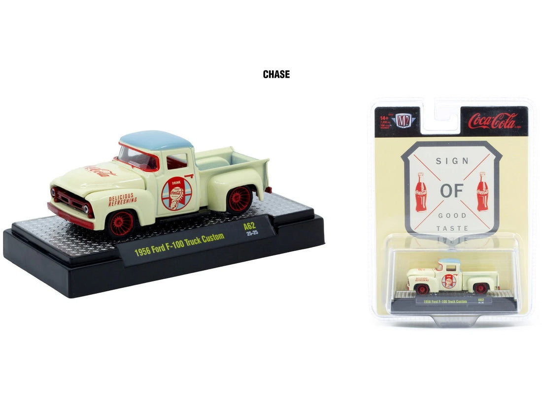 CHASE CARS-Coca-Cola - 1956 Ford F-100 Truck Custom (CHASE-52500-A62A) (M2 Machines Coca-Cola Release A62)