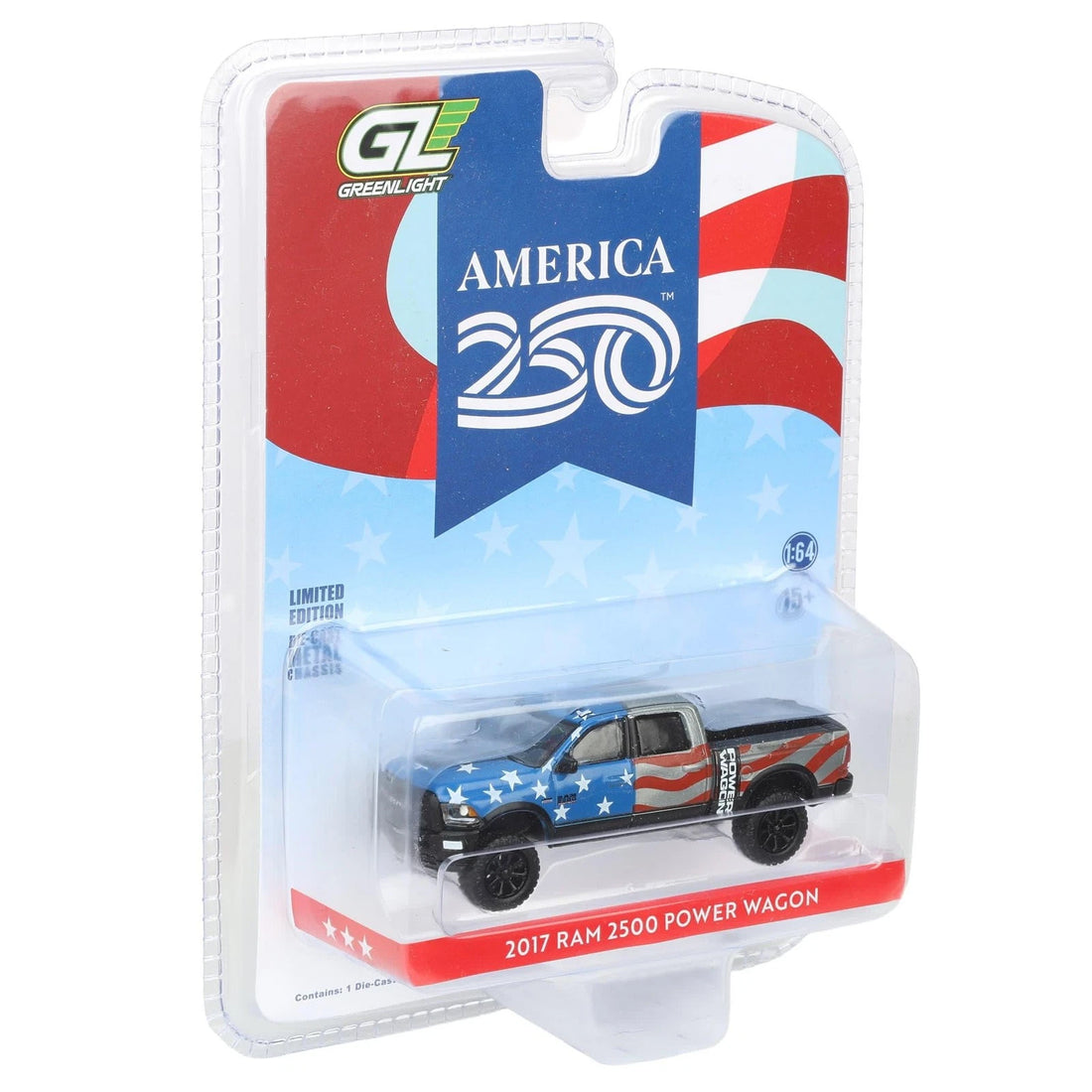 CHASE CAR – GreenLight 1:64 Ram 2500 Power Wagon 2017 America 250 Edition RAW CHASE – Édition Limitée – GL28180-B-CHASE
