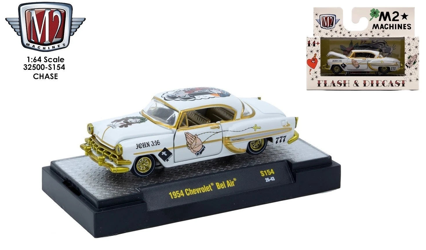 CHASE CAR M2 Machines 1:64 Chevrolet Bel Air 1954 – Auto-Thentics Release S154 – 32500-S154-B-CHASE
