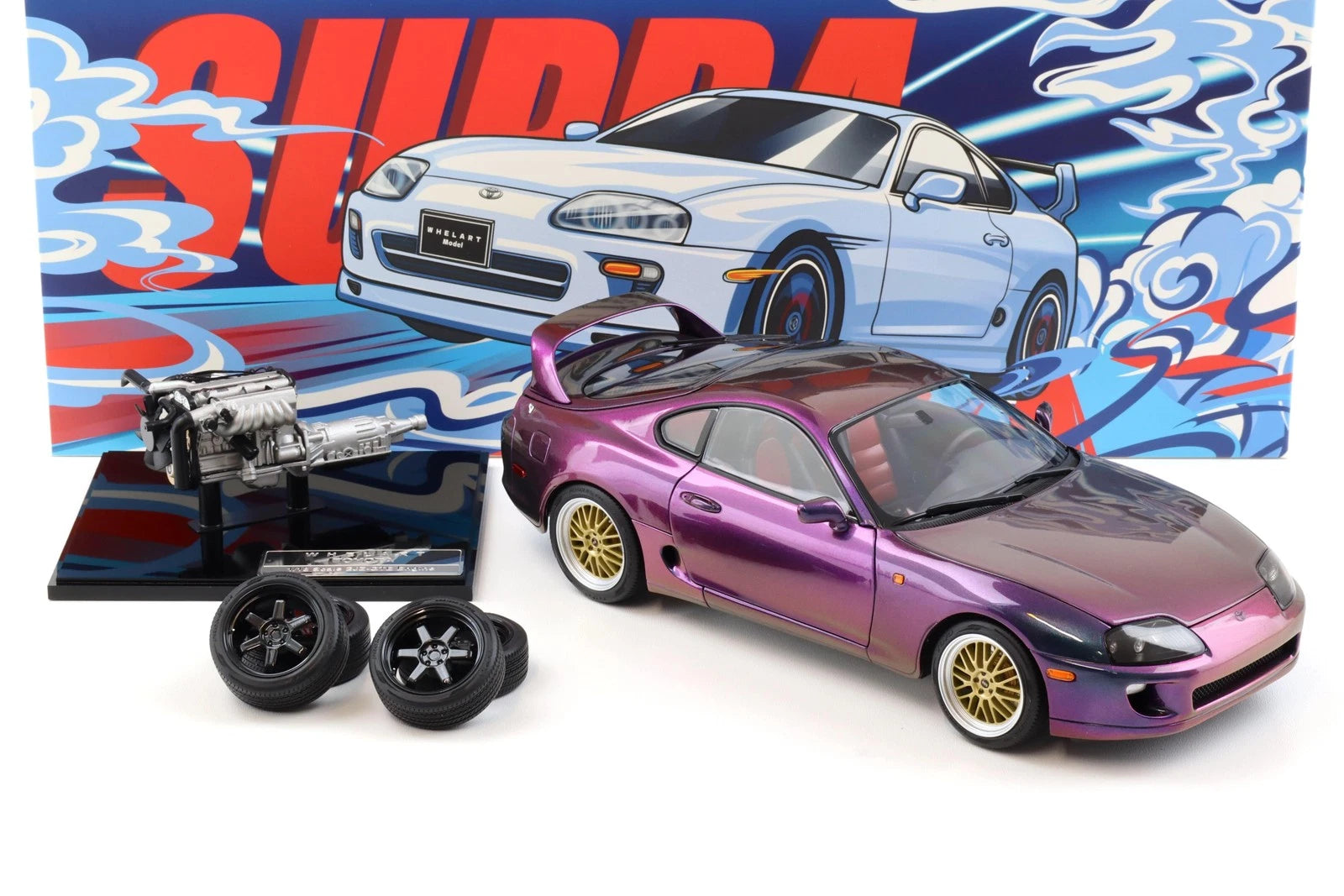 A80 Supra Toyota 1⁄18 WHELART Car Diecast model 1:18 Model Purple
