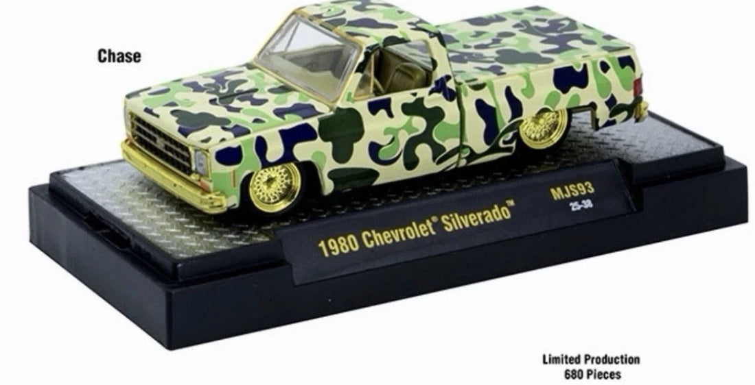 CHASE CARS-1980 Chevrolet Silverado Custom – Camouflage (M2 Machines-Mijo CHASE-31500-MJS93)