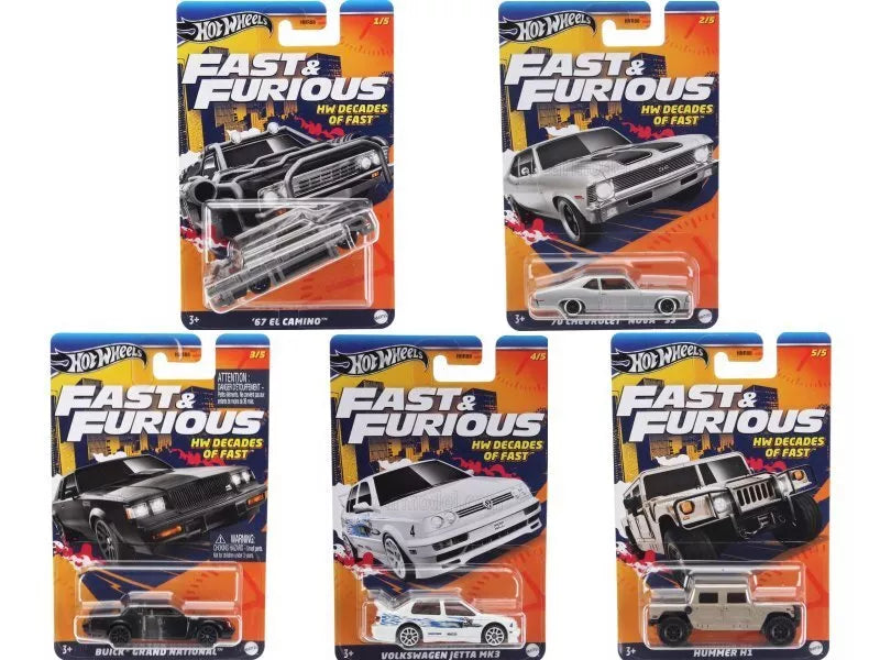 2024 Hot Wheels Fast and Furious HW Decades Of Fast (Set of 5)