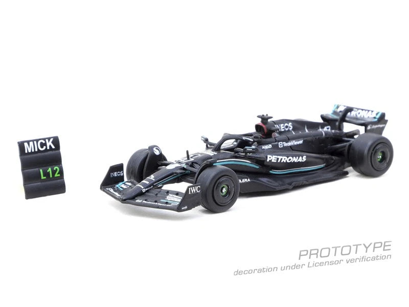 TARMAC WORKS GLOBAL64 1/64-Mercedes-AMG F1 W14 E Performance Spanish Grand Prix Tyre Testing 2023 Mick Schumacher