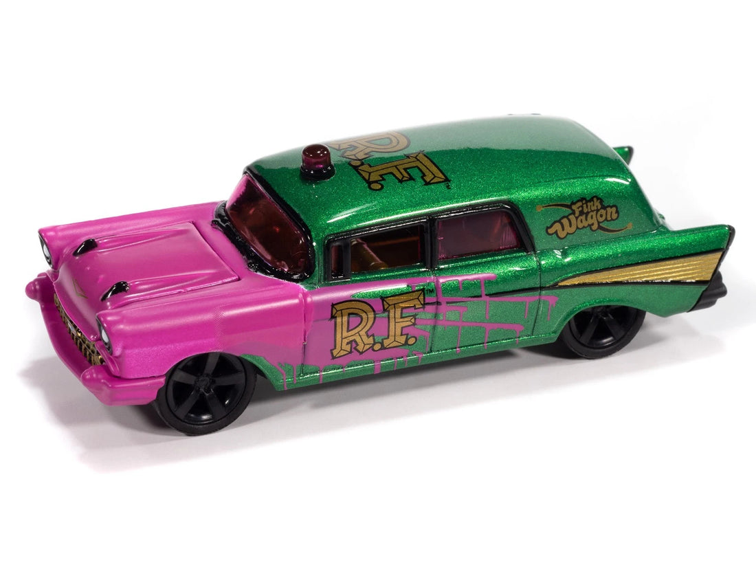 Johnny Lightning-1957 Chevy Ambulance Rat Fink-(Green Metallic) JLSF031-2