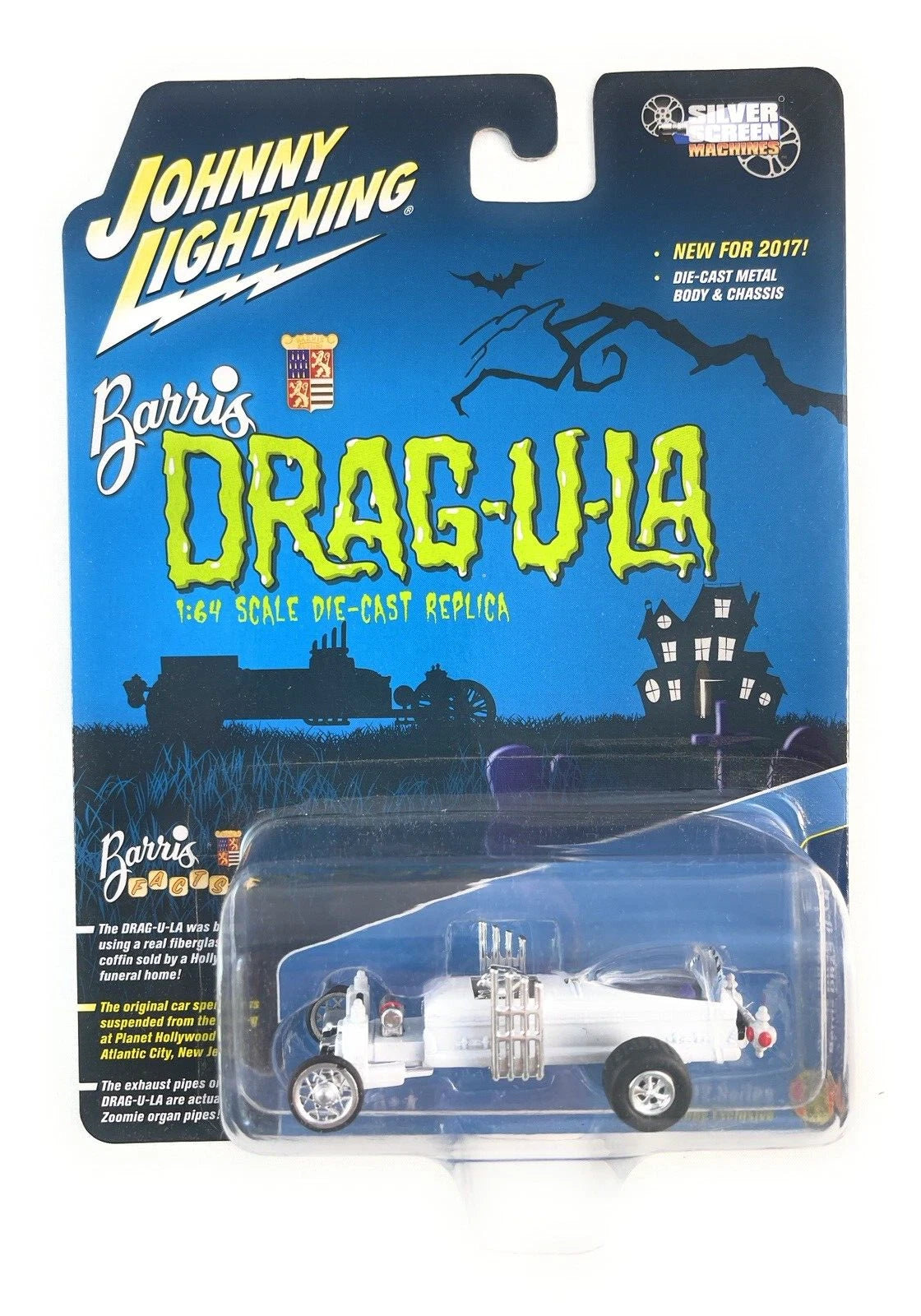 CHASE CAR – White DRAG-U-LA – Barris – Silver Screen Machines – Johnny Lightning – JLSS003-CHASE