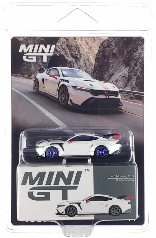 CHASE CAR Mini GT 1:64 Ford Mustang GTD – Roues bleues – MGT01097-BLC-CHASE