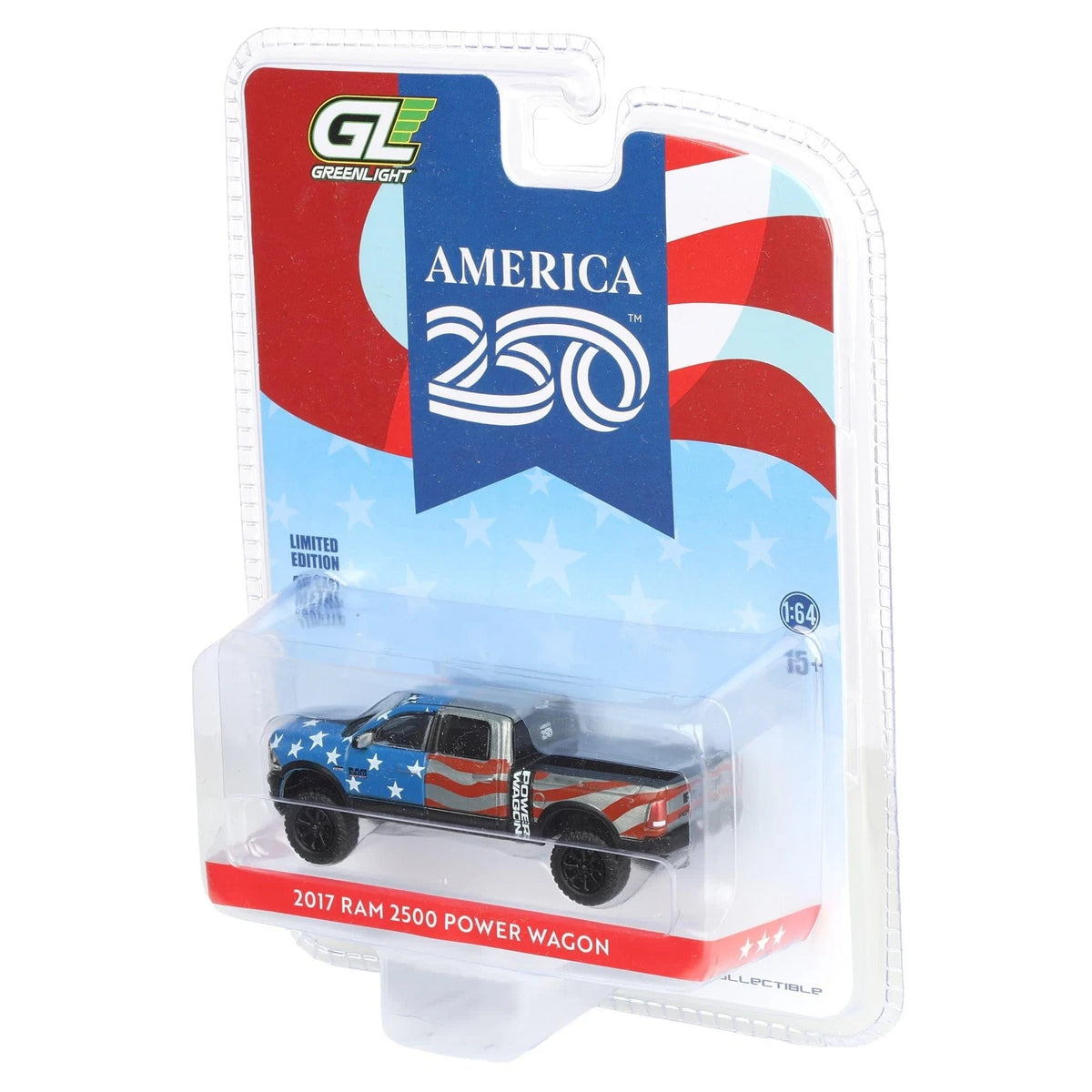 CHASE CAR – GreenLight 1:64 Ram 2500 Power Wagon 2017 America 250 Edition RAW CHASE – Édition Limitée – GL28180-B-CHASE