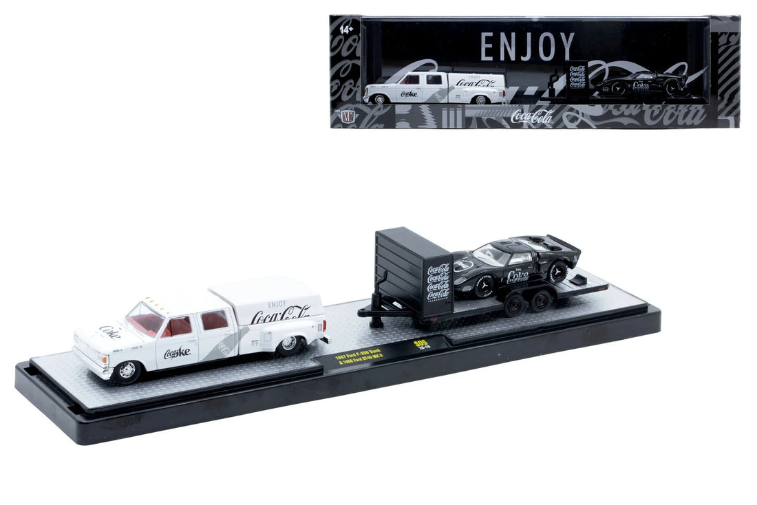 M2 Machines 1:64 1987 Ford F-350 Truck &amp; 1966 Ford GT40 MK2 – Coca-Cola Auto-Haulers Release S05 – 56000-S05-C