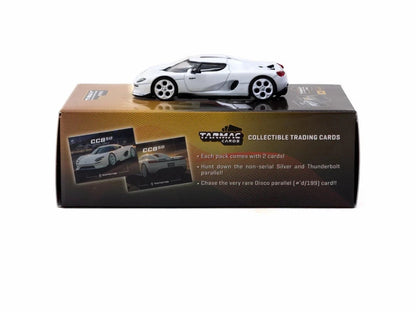 TARMAC WORKS GLOBAL64 1/64-Koenigsegg CC850 White Model Car + Trading Cards Combo Set T64G-TL051-WH