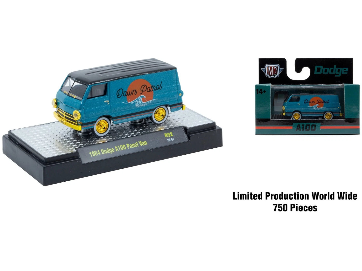 CHASE CARS-1964 Dodge A100 Panel Van-Blue/Black (CHASE-32600-1964-92-Dodge) (M2 Machines Detroit Muscle 32600-92)