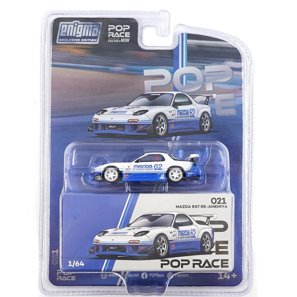 POPRACE 1:64 Mazda RX-7 FD3S Blue White Enigma Exclusive PRE021
