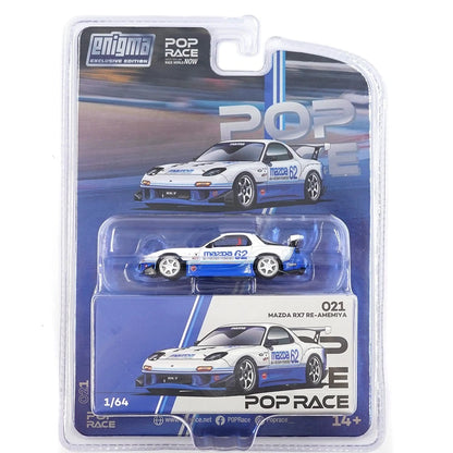 POPRACE 1:64 Mazda RX-7 FD3S Blue White Enigma Exclusive PRE021