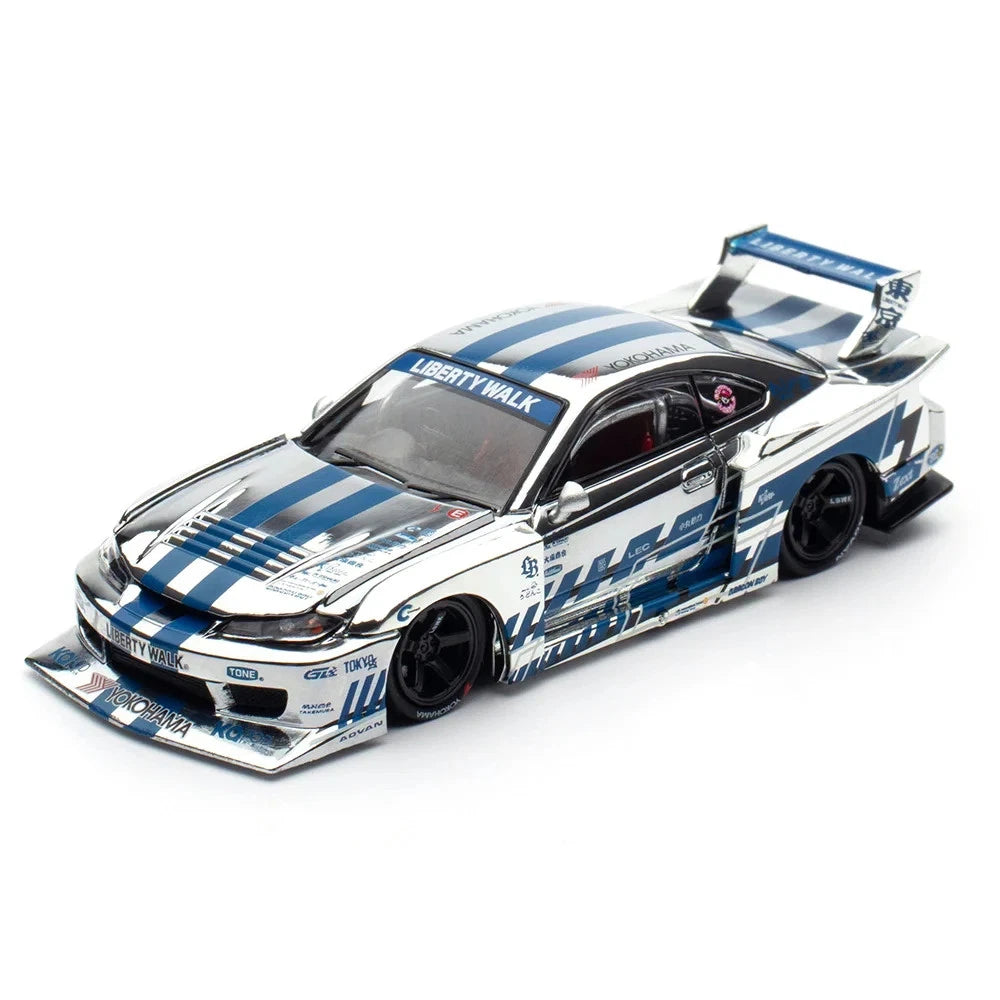 POPRACE 1:64 LB Super Silhouette Nissan Silvia S15 – Silver Chrome – CDX Version – PR640571