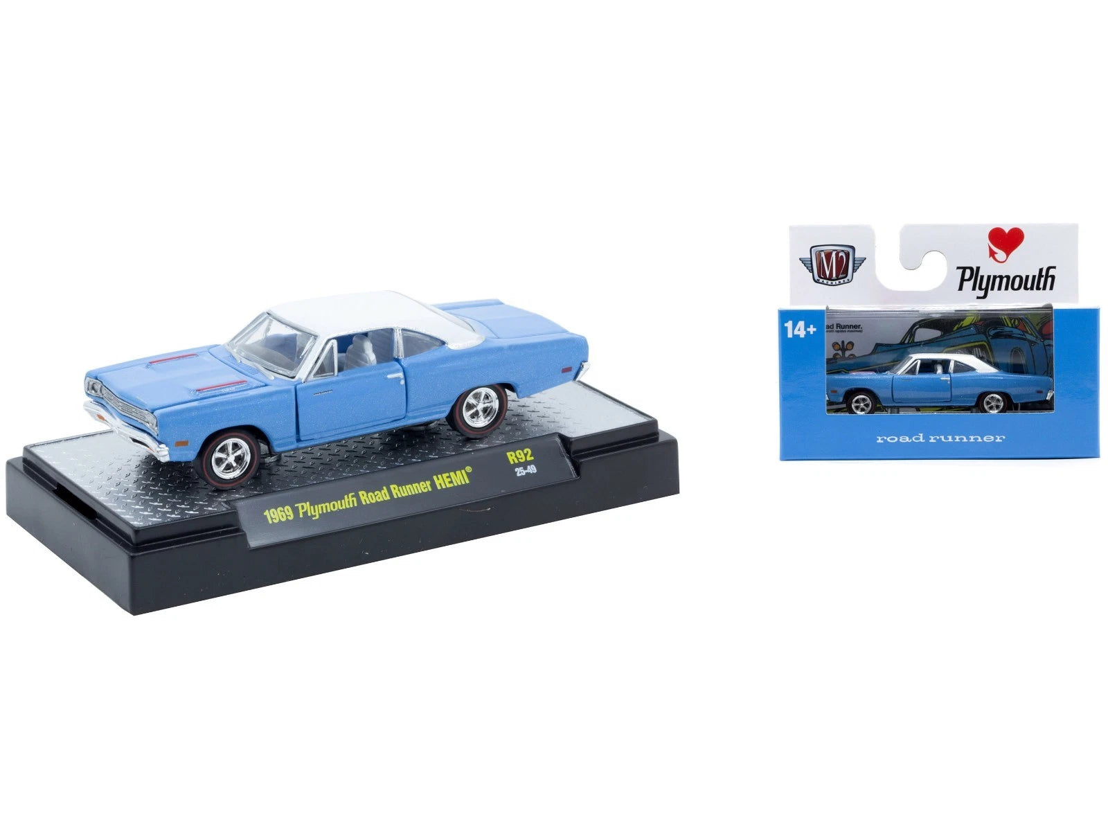 1969 Plymouth Road Runner HEMI-Blue (32600-1969-92-HEMI) (M2 Machines Detroit Muscle 32600-92)