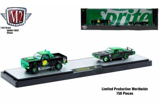 CHASE CARS-Sprite - 1974 Dodge W200 Power Wagon and 1970 Dodge Super Bee HEMI (M2 Machines  Coca-Cola Auto-Haulers  Release TW37)
