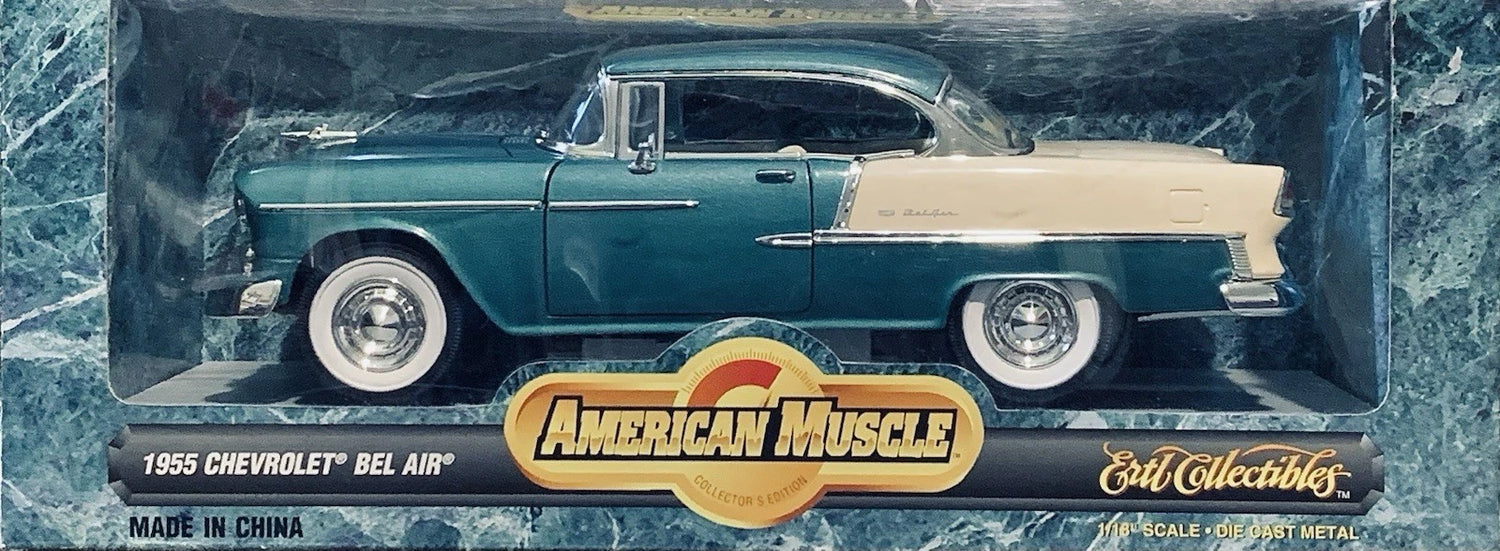 **Voir Note** American Muscle 1:18 Chevrolet Bel Air 1955 Vert/Ivoire 7256