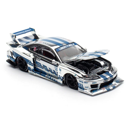 POPRACE 1:64 LB Super Silhouette Nissan Silvia S15 – Silver Chrome – CDX Version – PR640571
