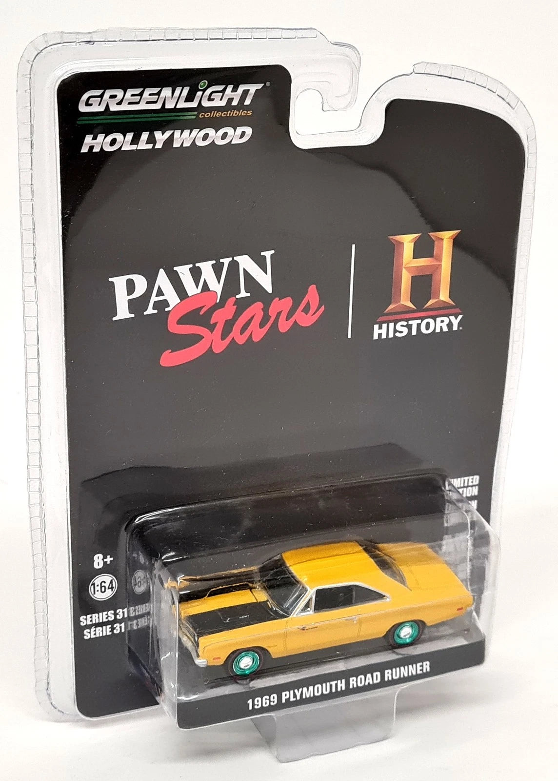 CHASE CAR GreenLight Hollywood Pawn Stars Plymouth Road Runner 1969 Roues Vertes 1:64 GL44910-D-CHASE