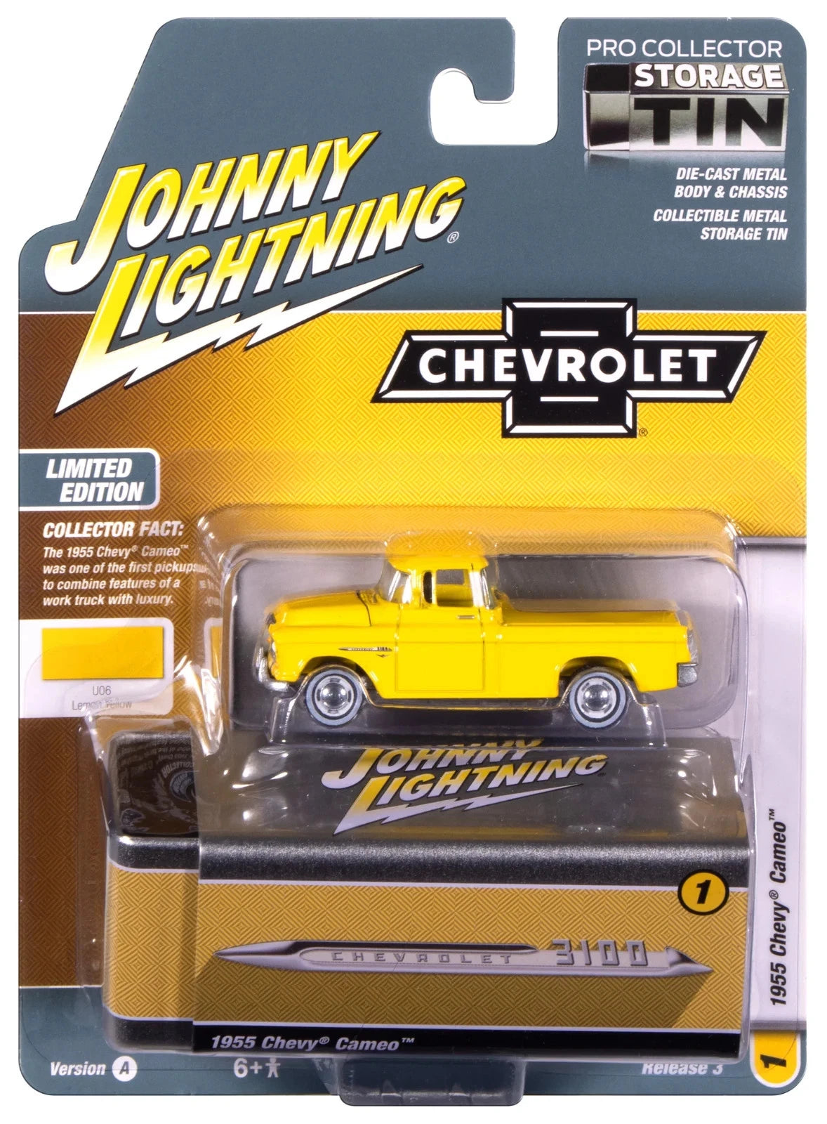 Johnny Lightning-1955 Chevy Cameo Pickup (Lemon Yellow) JLCT018-1