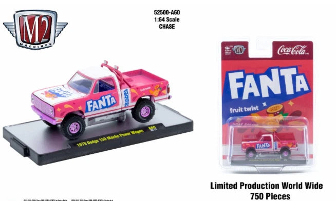 CHASE CARS-1979 Dodge 150 Macho Power Wagon – Fruit Twist Fanta (CHASE-52500-A60-C) (M2 Machines Coca-Cola Release A60)