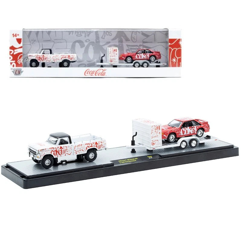 1969 Ford F-100 Ranger 4X4 and 1990 Ford Mustang GT  (M2 Machines-Auto-Haulers Coca-Cola Release TW39)