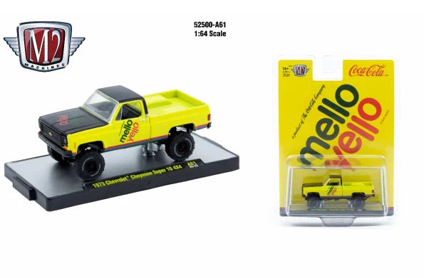 1973 Chevrolet Cheyenne Super 10 4X4 – Mello Yello (52500-A61C) (M2 Machines Coca-Cola Release A61)