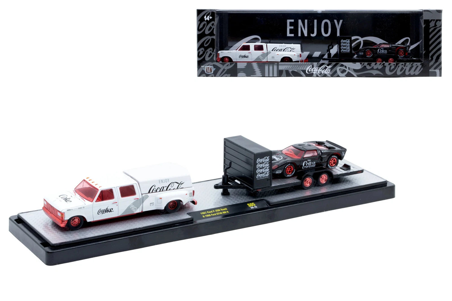 CHASE CAR – M2 Machines 1:64 1987 Ford F-350 Truck &amp; 1966 Ford GT40 MK2 – Coca-Cola Auto-Haulers Release S05 – 56000-S05-C-CHASE