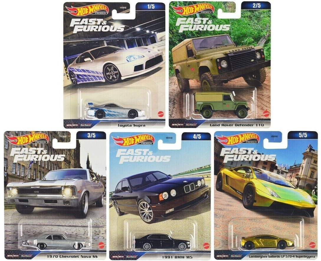 Hot Wheels 2023 Premium Fast and Furious D Case Set of 5 Cars