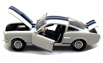 Ford Mustang Shelby GT350 1966 Blanche avec bandes bleues – Shelby Collectibles Legend Series 1:18 (sc160/white)