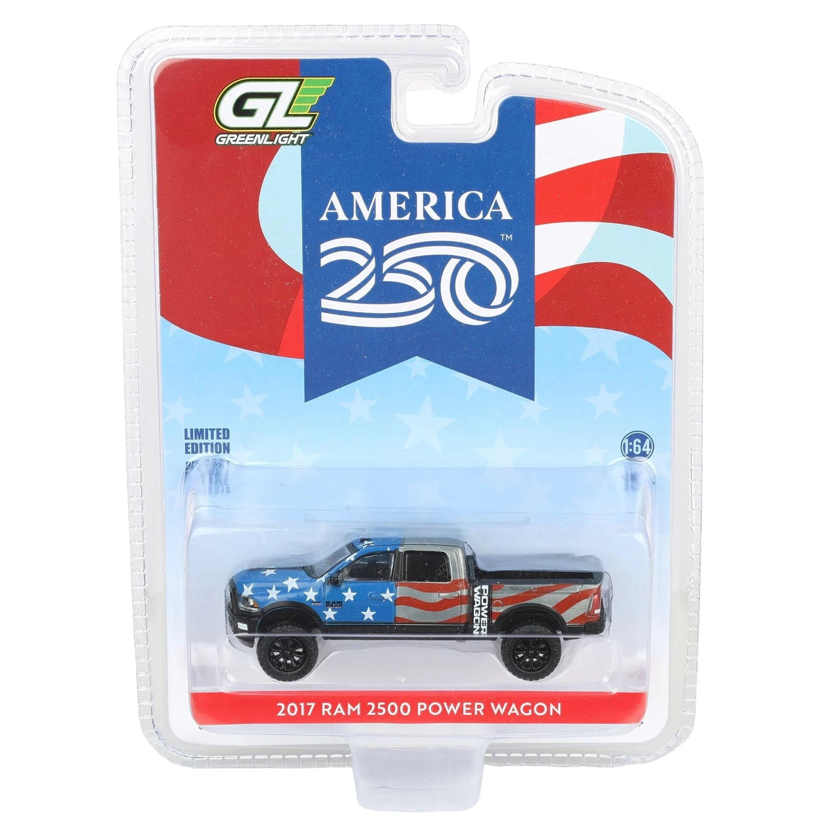CHASE CAR – GreenLight 1:64 Ram 2500 Power Wagon 2017 America 250 Edition RAW CHASE – Édition Limitée – GL28180-B-CHASE