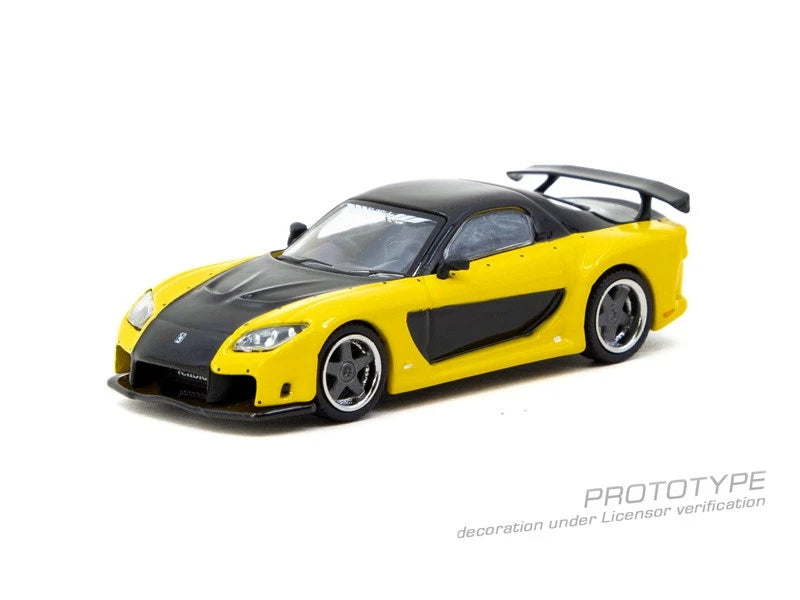Tarmac Works 1:64-Mazda RX-7 VeilSide Fortune7 Yellow / Black T64G-075-YE